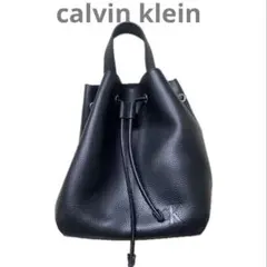 【値下げ】ブラック レザーバケツ型ショルダーバッグ ck