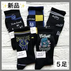 抗菌防臭☘️レディース靴下 ソックス 23-25cm 5足セット 柄ブラック
