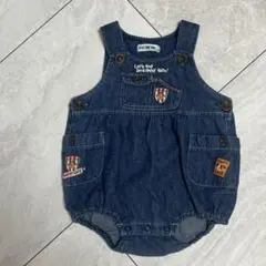 ベビー服 デニムオーバーオール 80 カバーオール ロンパース ダークデニム