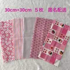 布はぎれ　カットクロス　30cm×30cm ５枚　綿生地　くろねこ