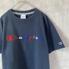 Champion チャンピオン Tシャツ Mサイズ ネイビー 刺繍カラフルロゴ