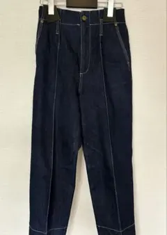 willfully ダークブルー ハイウエストセンタープレス デニムパンツ