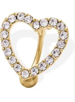 ラインストーン ハート へそピアス ゴールド ボディピアス