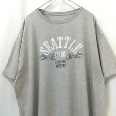 ビッグサイズ シアトル カレッジ風 Tシャツ XL相当 グレー 海外古着