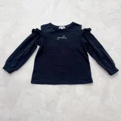 SHOO LA RUE 子供服 長袖 Tシャツ カットソー ブラック 肩出し