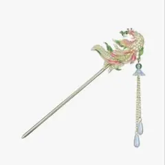 鳳凰のグラデーションがキレイなかんざし　新品　No.620 ピンクミドリ