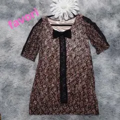 花柄レースリボン総レースミニワンピース