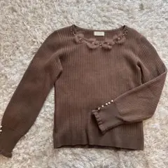 LODISPOTTO ビジュー付リブニット M ラビットファー