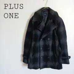 PLUS ONE オンブレチェック Pコート ウールブレンド 通学 通勤