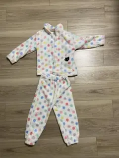 フリースパジャマセット 100cm 水玉・花柄