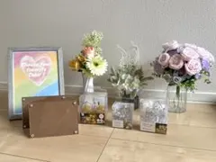 造花・ガーランドライト・フォトフレームセット　ウェディング　ウェルカムスペース