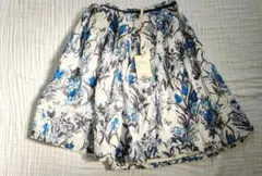 【日本製】ワールド 花柄 フレアスカート ブルー 総柄 36 Sサイズ 裏地ありのサムネイル