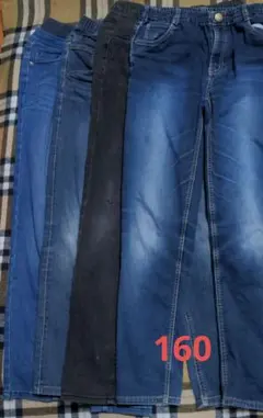 まとめ売り ズボン 4点セット 160 男の子 デニムロング キッズ