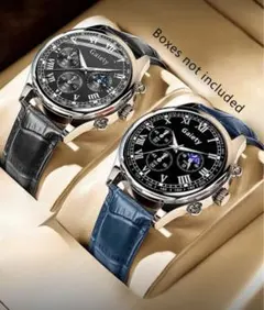 【新品】2本 Gaiety クロノグラフ アナログ腕時計 ブラック セット