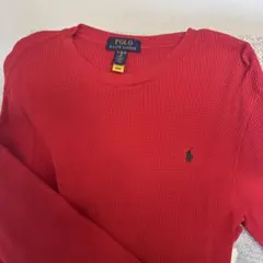 Polo ポロラルフローレン ワッフルニット　ロングTシャツ　レッド