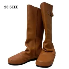最終◆本革◆キャメルブラウン レザー ロングブーツ 23.5EEE