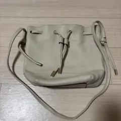 巾着型 ショルダーバッグ ベージュ