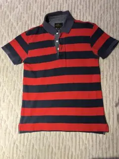 L.L.Bean 赤と紺 ストライプ ポロシャツ S
