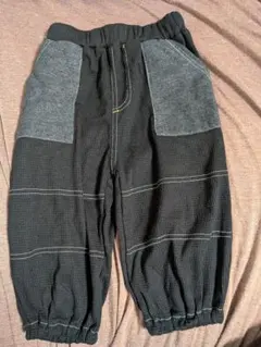 黒 ワッフル生地 長ズボン