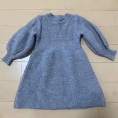 キッズ　グレー ニットワンピース　100〜110