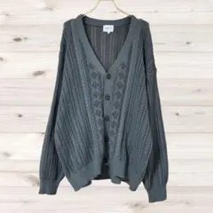 A1977 EMMA CLOTHES カーディガン 長袖(L) グレー 総柄のサムネイル