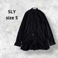 スライ 長袖シャツ ブラック ウエストギャザー ボタン付 ポケット付 a3816