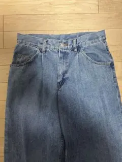 ワンタック　ワイドデニムパンツ　re_k by Junred サックスブルー