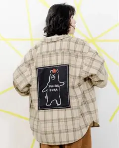 ScoLar parity ダンシングクマアップリケ チェック柄シャツ