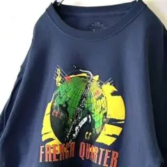 フレンチ クオーター ニューオーリンズ Tシャツ L ネイビー 紺色 古着
