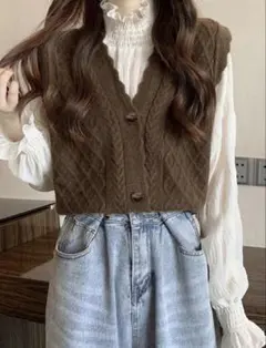 SHEIN ニットベスト コーヒーブラウン