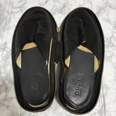 GUCCI グッチ 携帯用スリッパ ルームシューズ ポーチ付き スエード 黒