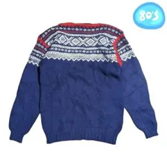 Vintage ノルディック ネイビー ニットセーターのサムネイル
