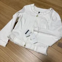 【極美品】エムズグレイシー ダブルジップノーカラージャケット カメリア 38 白 極美品】エムズグレイシー ダブルジップノーカラージャケット