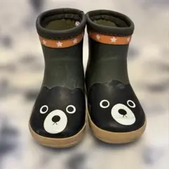 DOUBLE.B クマの顔 長靴 オリーブグリーン　14センチのサムネイル