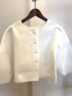 パールボタン8部袖カーディガン