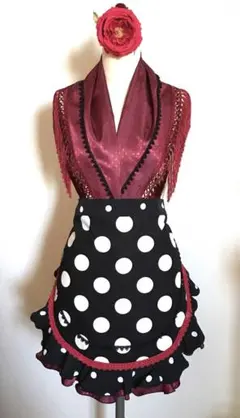 値下げ★フラメンコ衣装ファルダピキージョエプロン3点セット新品未使用ハンドメイド フラメンコ ピキージョ・エプロンセット ペイズリー イエロー