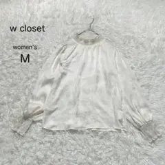 【w closet】ブラウス【F】白 ホワイト ギャザー 袖シャーリング シアー