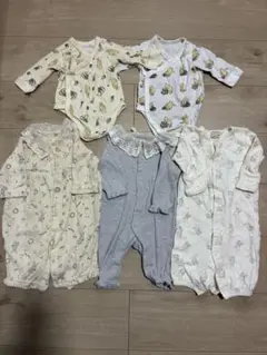 2wayオール・ロンパース長袖5点 コトリ プティマイン ユニクロ 60-70