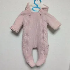 ベビーギャップ ピンクの水玉ロンパース アウタークマ耳フード付き 0-3M