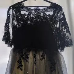 レースとチュールのドレス ミモレ丈　Ｓ