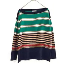 シンプリシテェ（F）ニット セーター 長袖　ボートネック　ボーダー　肩ボタン