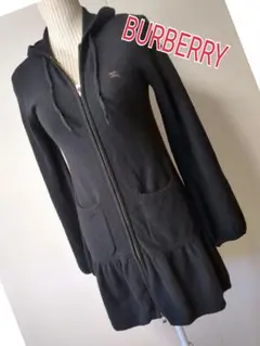 Burberryカシミヤ混ロングダブルジッパーカーディガン袖口ふんわりデザイン
