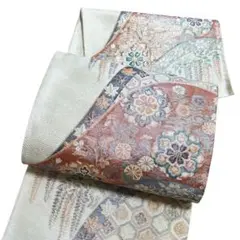 AA2袋帯 六通柄 銀糸通佐賀錦　藤の花　鳥　振袖向き　正絹 着物