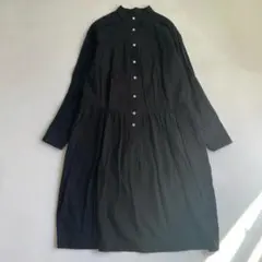THE SHINZONE シンゾーン バンドカラー シャツワンピース ロング黒のサムネイル