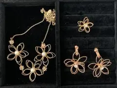 フラワーモチーフ ゴールドメッキ ジュエリーセット