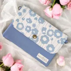 北欧　フラワー　通帳•お薬手帳ケース　マルチケース　2way仕様 　No.209