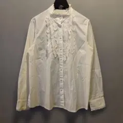COMME CA DU MODE 長袖 フリル ブラウス ホワイトのサムネイル