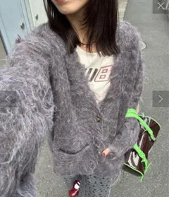 Ciaopanic neutral シャギーニットカーディガン　ブラウン