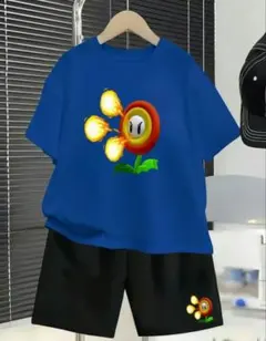 スーパーマリオファイアフラワー Tシャツ ショートパンツ セット 140-150のサムネイル