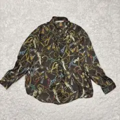 【極美品✨】ZARA ザラ ゴージャス スカーフ柄 ボウタイ ブラウス Lサイズ